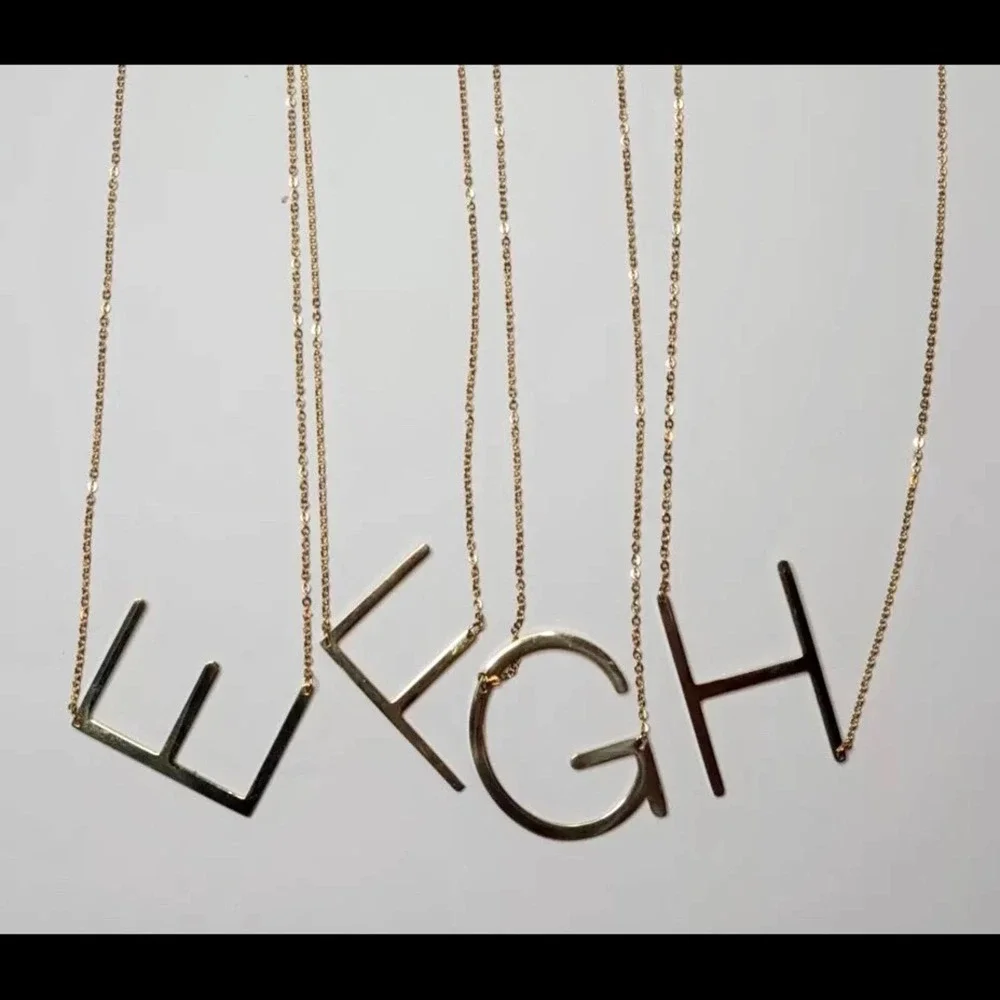 Gold Initial Pendant Necklace Letter A-Z - Picture 6 of 9